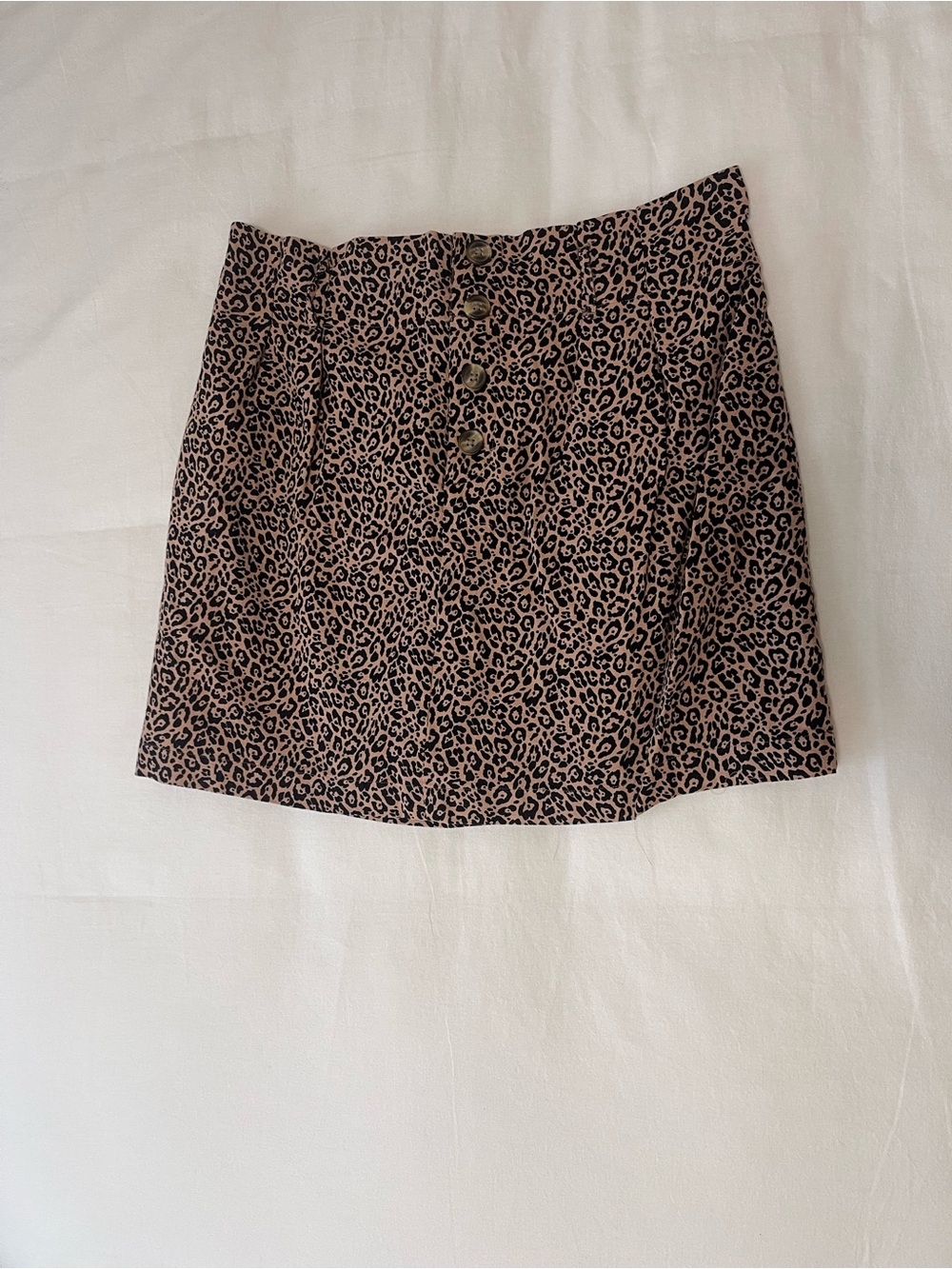 American Eagle Outfitters Leopard-Print Button Front Mini Skirt - Tan & Black